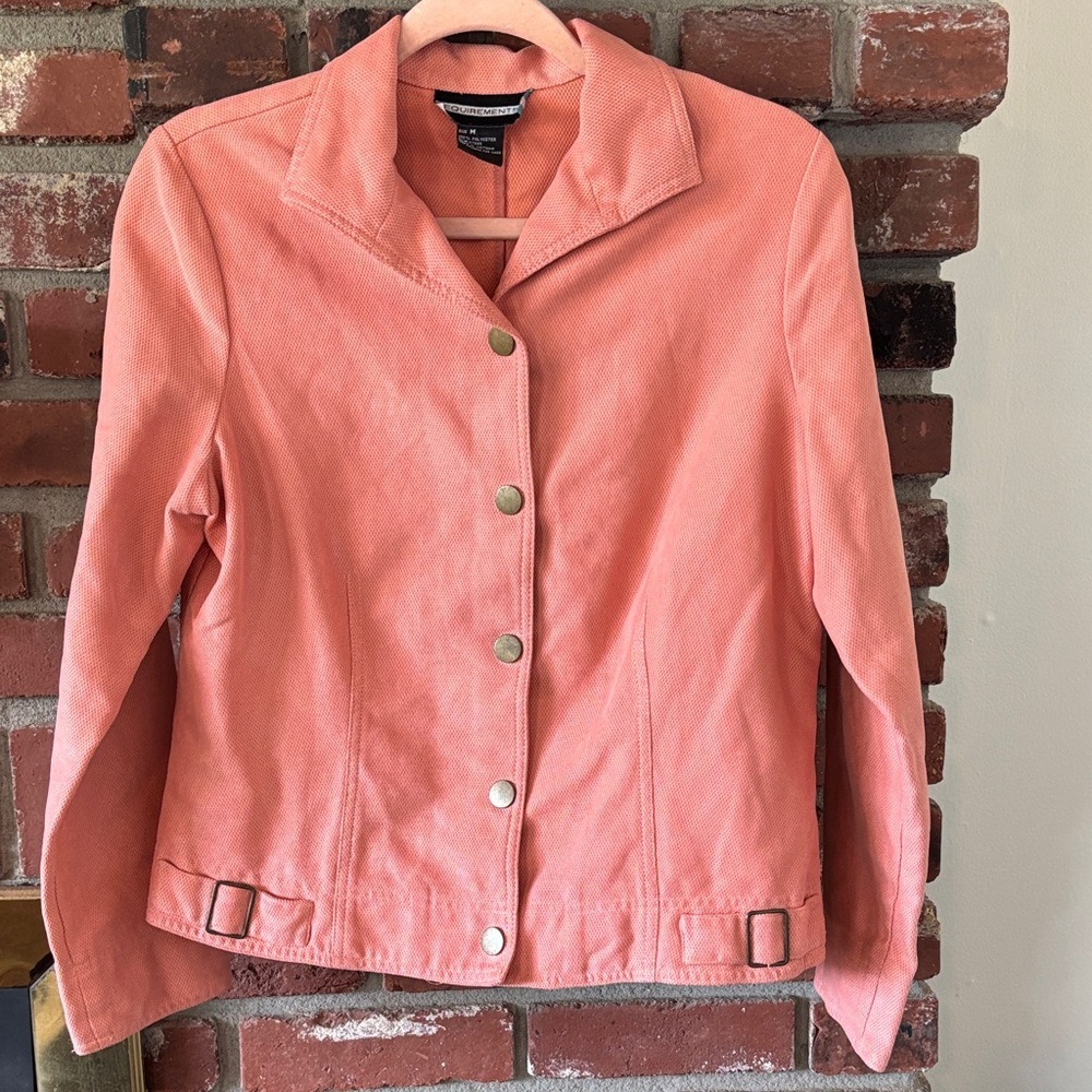 Vintage Requirements ~ Coral Pink Jean Jacket with Button Front Women’s Size Med